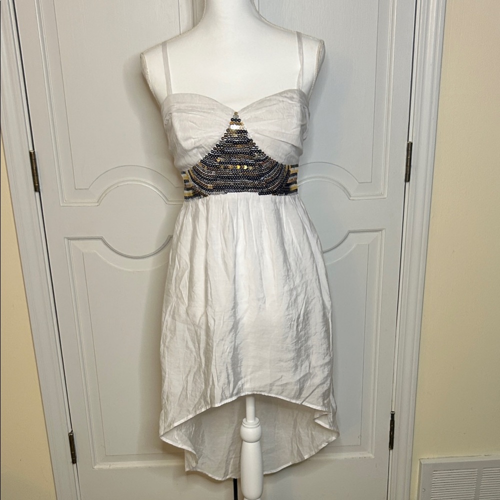 Elegant Sequin Bebe High-Low Dress (M)